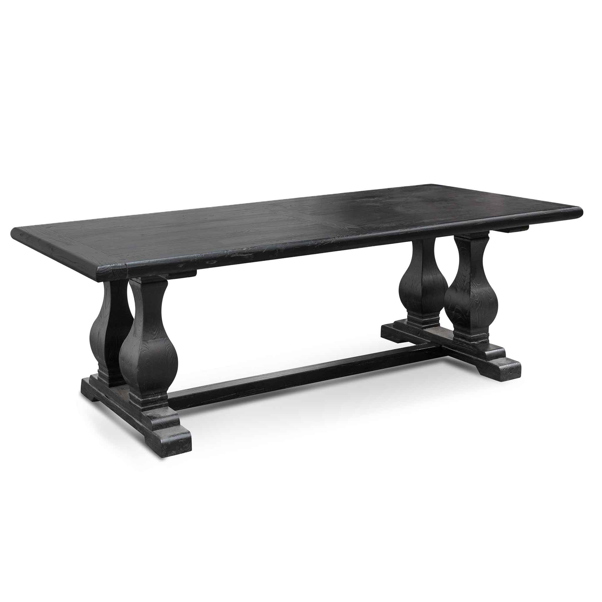 Lima Oak Wood Dining Table 2.4m - Full Black - Dining Tables