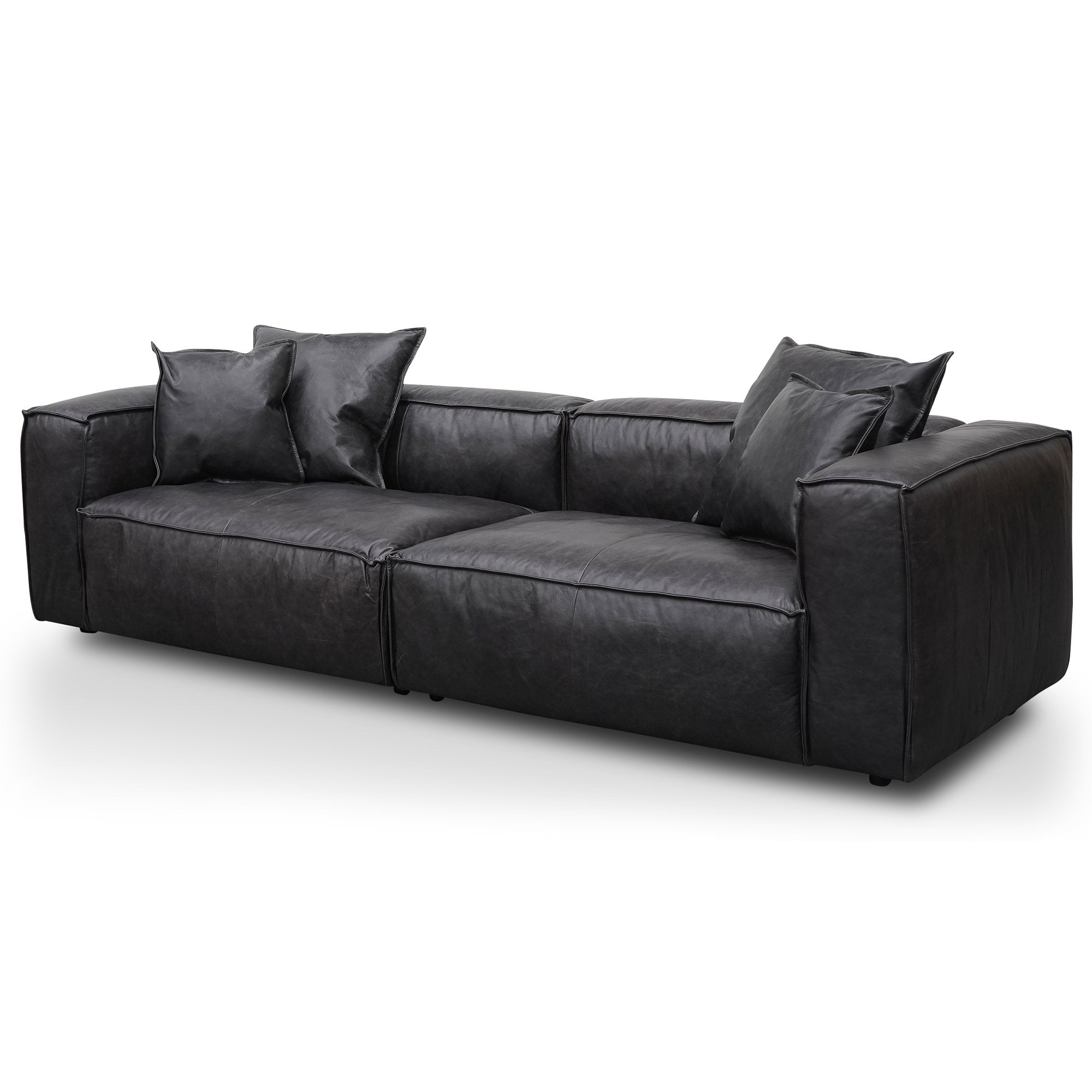 Loft 4S Sofa - Charcoal Leather - Sofas