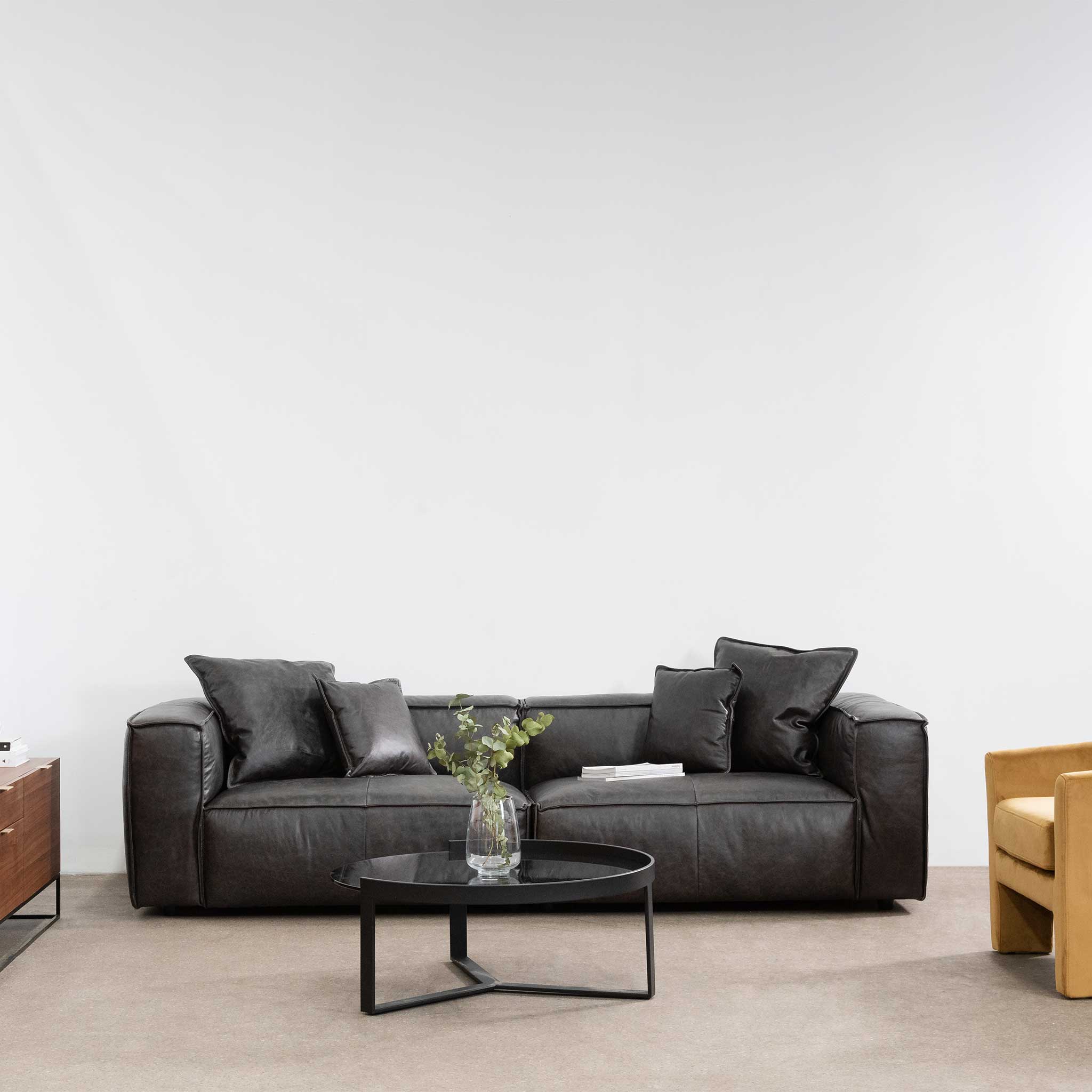 Loft 4S Sofa - Charcoal Leather - Sofas