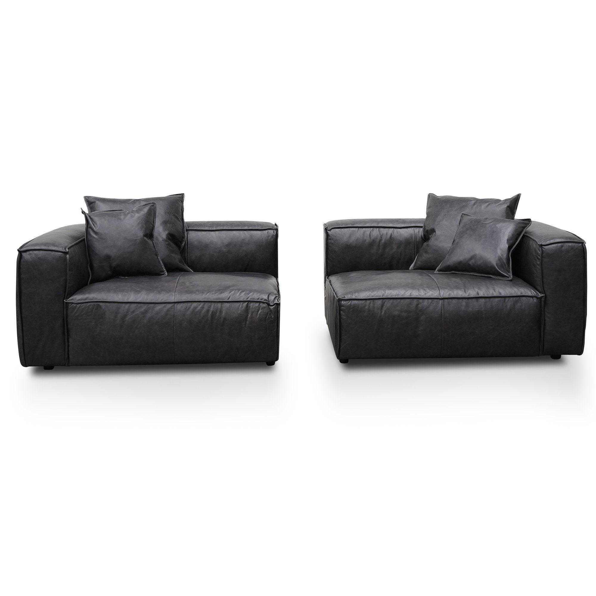 Loft 4S Sofa - Charcoal Leather - Sofas