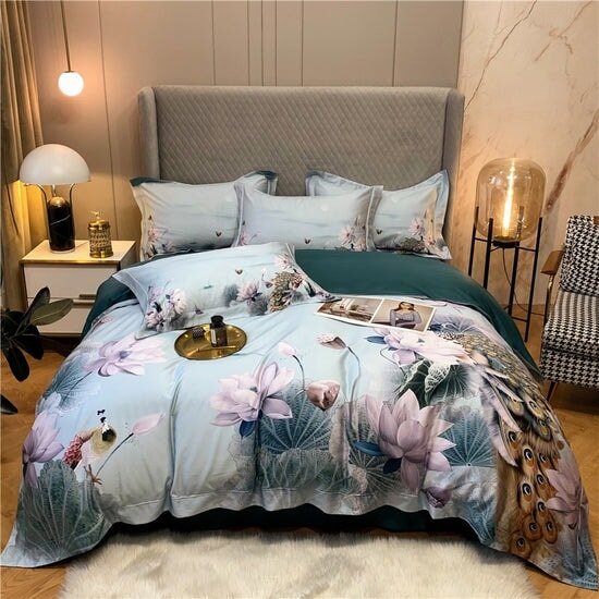 Lotus Blossom Duvet Cover Set (Egyptian Cotton, 500 TC) - Duvet Covers