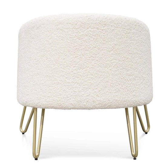 Lucas Armchair - Ivory White Synthetic Wool with Golden Legs - Armchairs