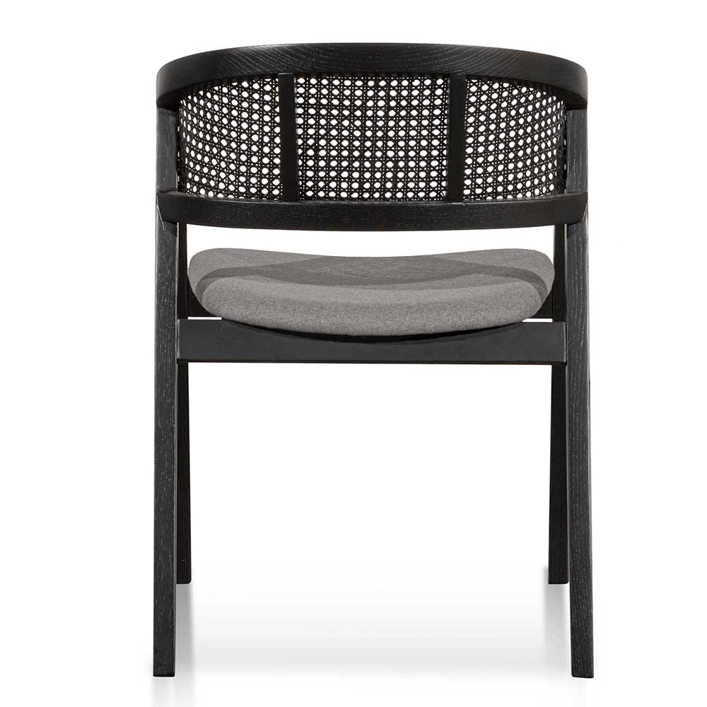 Lucas Black Wood Dining Chair - Grey Seat - Dining Chairs