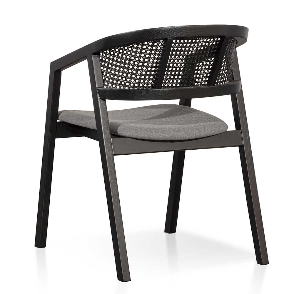 Lucas Black Wood Dining Chair - Grey Seat - Dining Chairs
