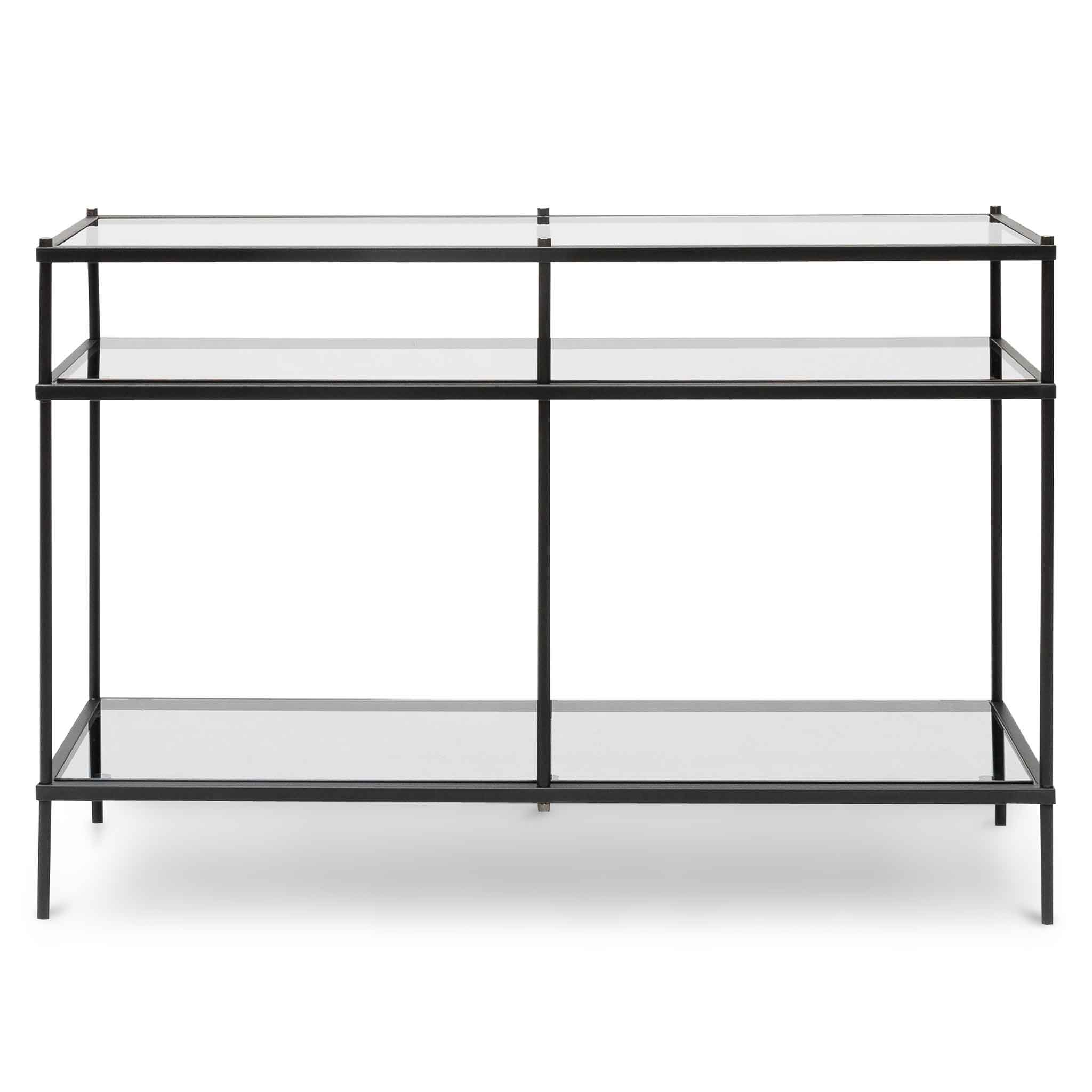 Luka Grey Glass Console Table - Black Base - Console