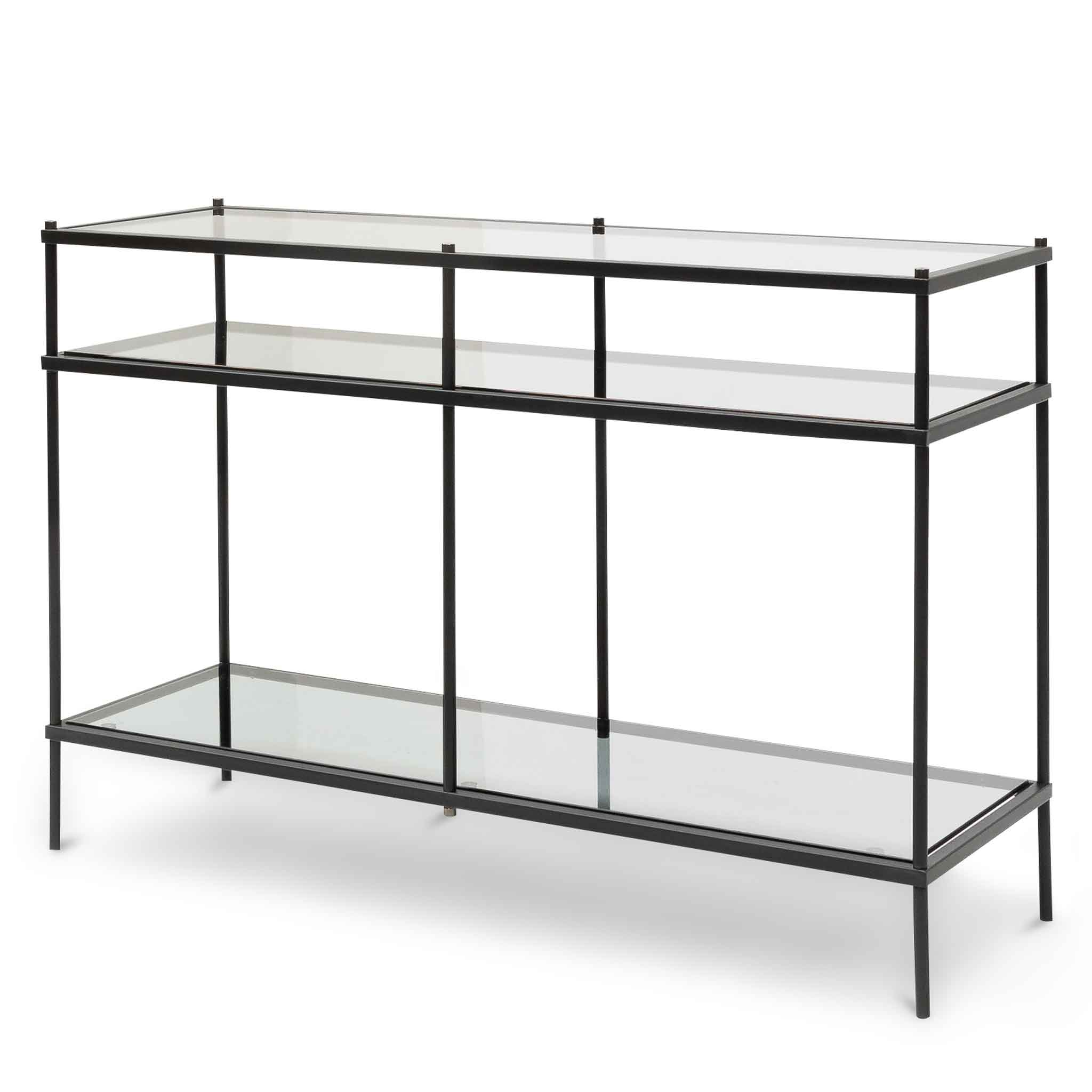 Luka Grey Glass Console Table - Black Base - Console