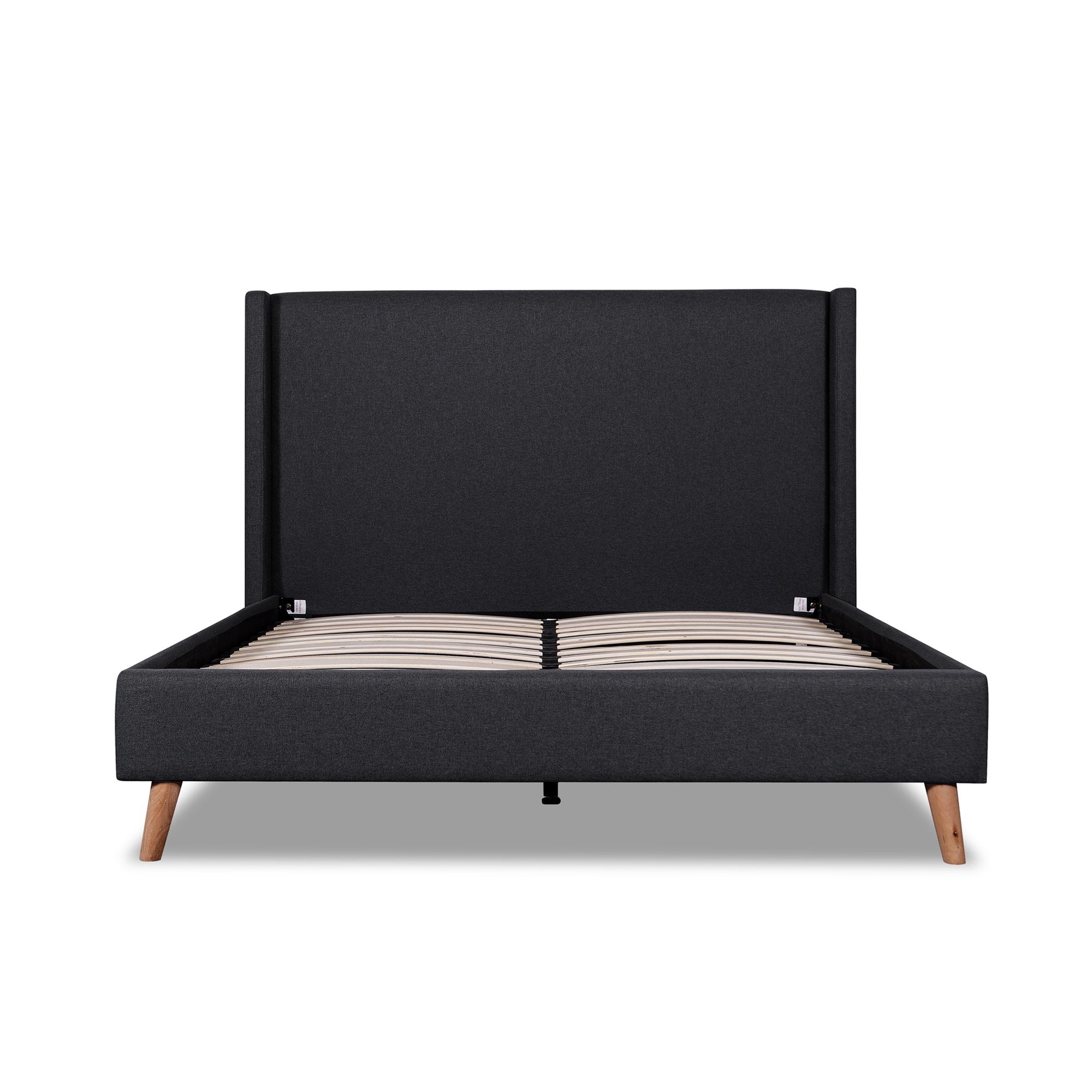 Luna Queen Fabric Bed Frame - Black - Beds