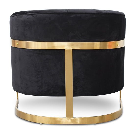 Lydia Black Velvet Armchair - Brushed Gold Base - Armchairs