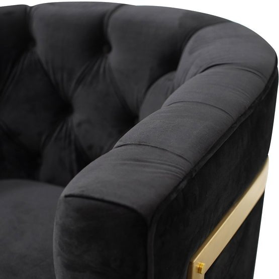 Lydia Black Velvet Armchair - Brushed Gold Base - Armchairs