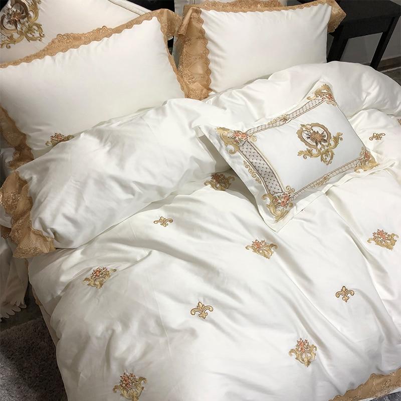Madeline Golden Embroidery Duvet Cover Set (Egyptian Cotton) - Duvet Covers