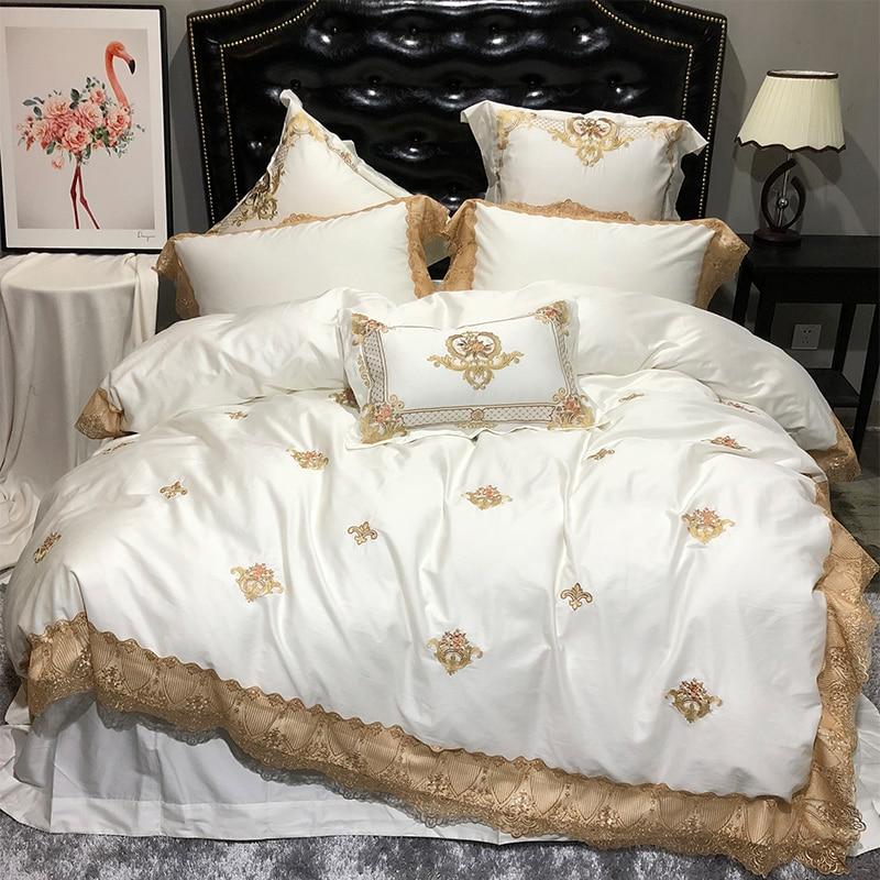 Madeline Golden Embroidery Duvet Cover Set (Egyptian Cotton) - Duvet Covers