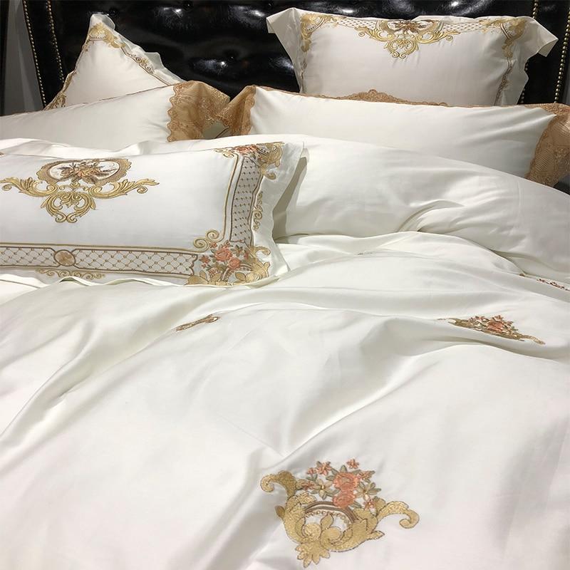 Madeline Golden Embroidery Duvet Cover Set (Egyptian Cotton) - Duvet Covers