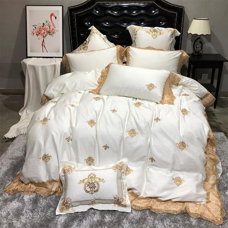 Madeline Golden Embroidery Duvet Cover Set (Egyptian Cotton) - Duvet Covers