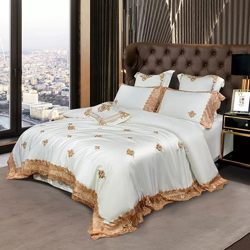 Madeline Golden Embroidery Duvet Cover Set (Egyptian Cotton) - Duvet Covers