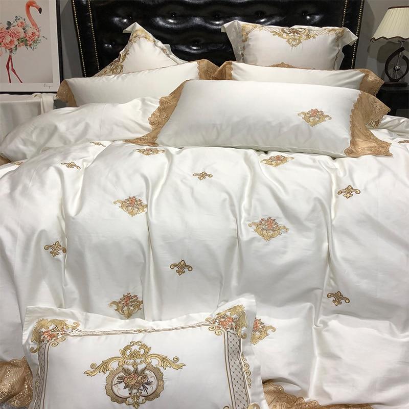 Madeline Golden Embroidery Duvet Cover Set (Egyptian Cotton) - Duvet Covers