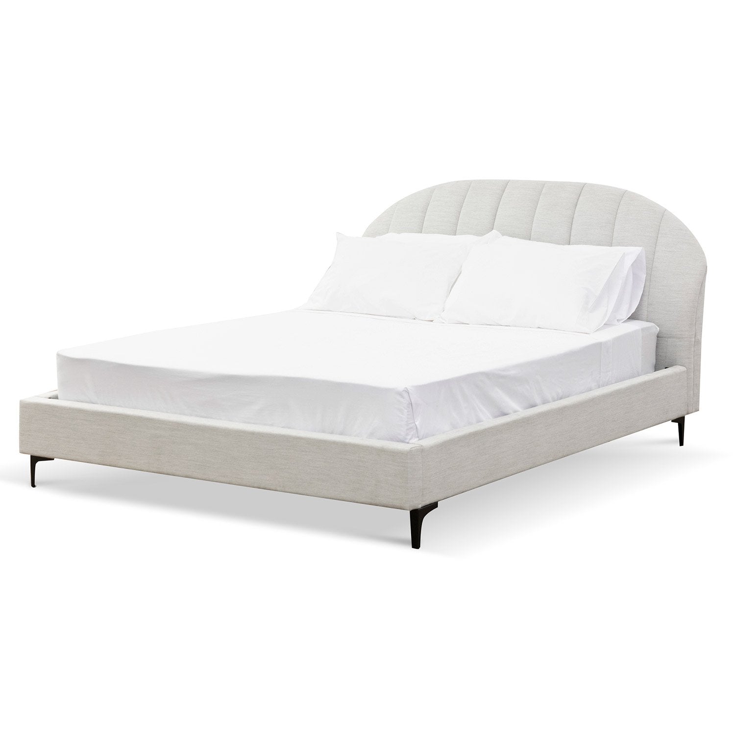 Maria Fabric Queen Bed - Pearl Grey - Beds