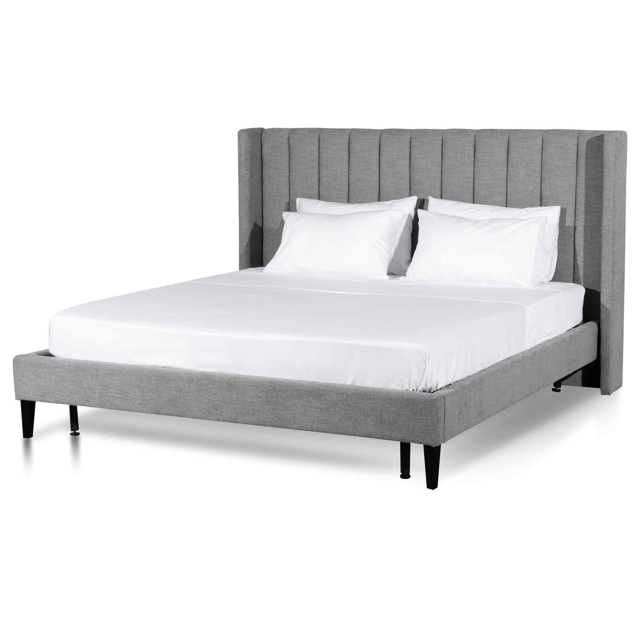 Mark Fabric King Bed Frame - Fossil Grey - Beds