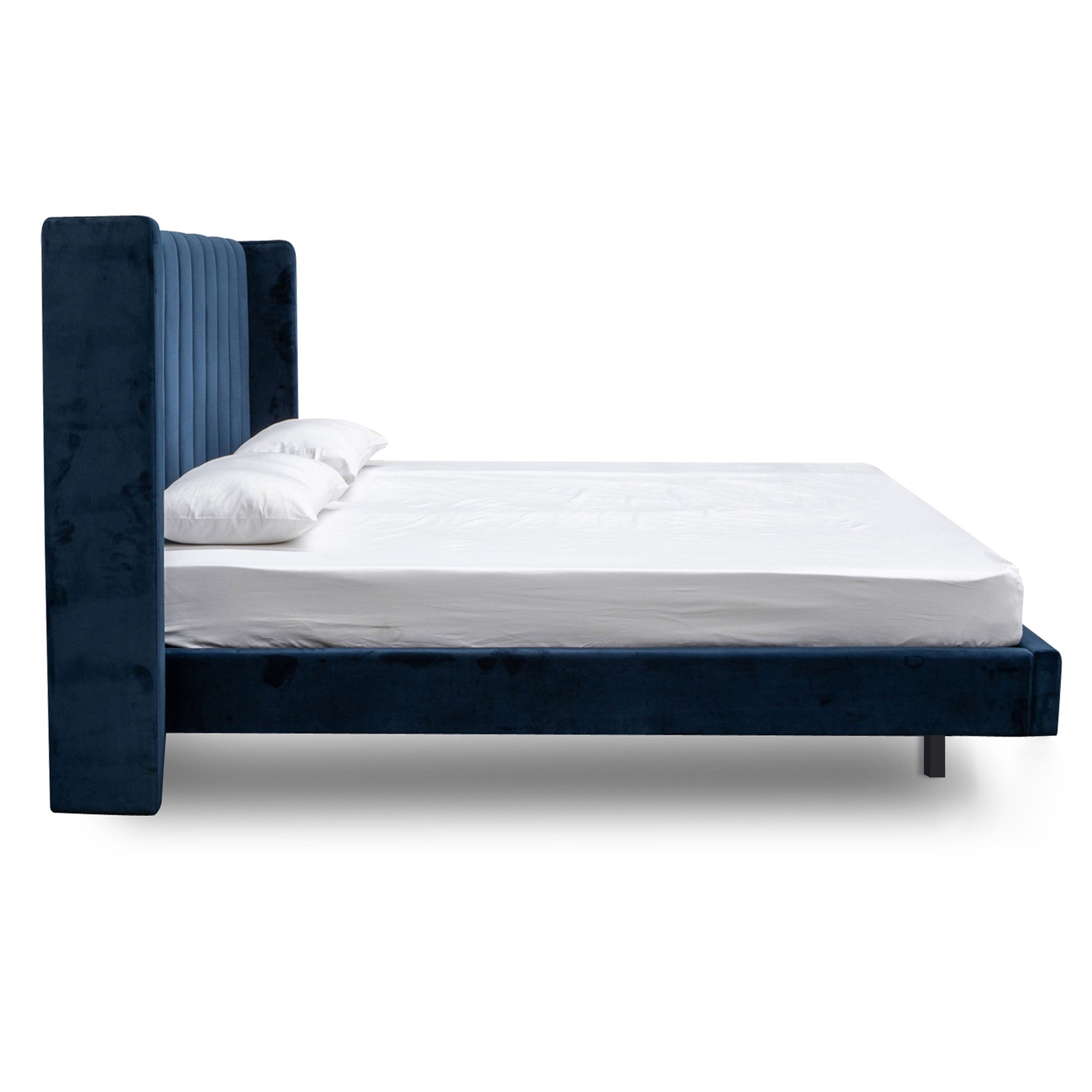 Mark King Bed Frame - Navy Velvet - Beds