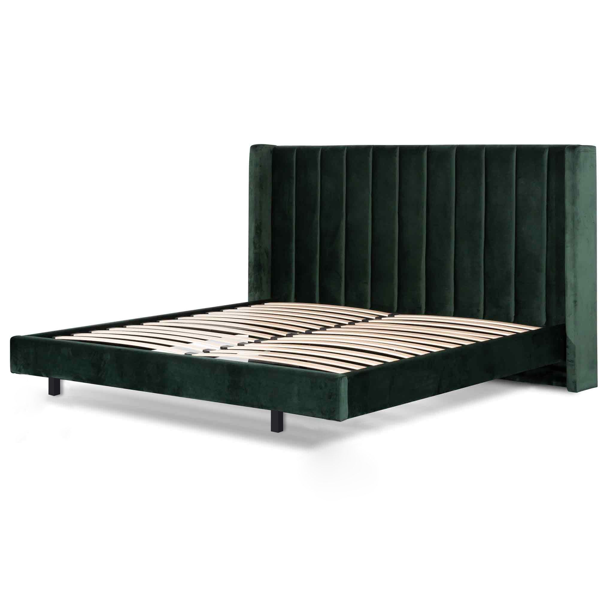 Mark Queen Bed Frame - Forest Green Velvet - Beds