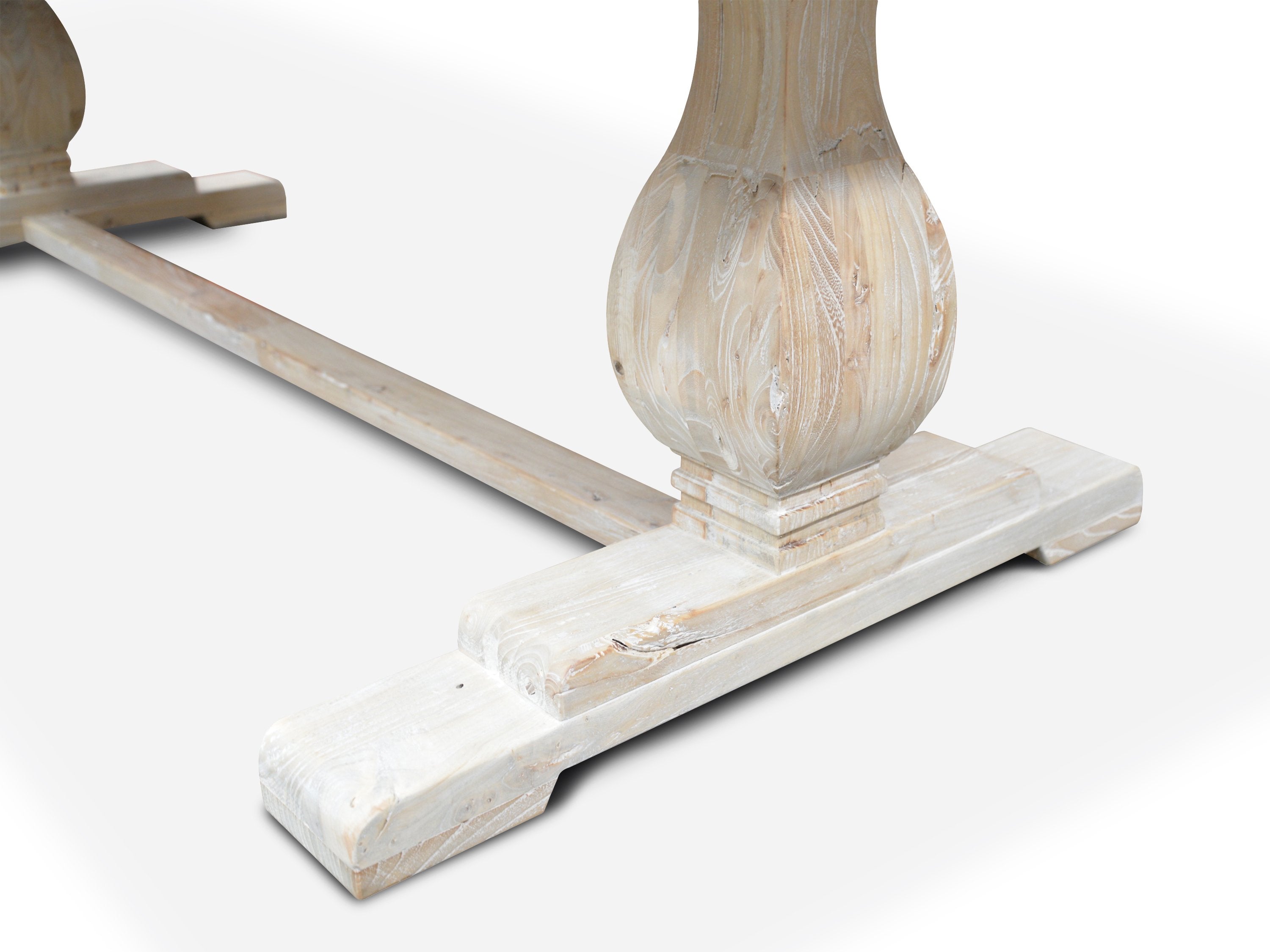 Mark Reclaimed 1.98m Ash Wood Dining Table - Rustic White Washed - Dining Tables