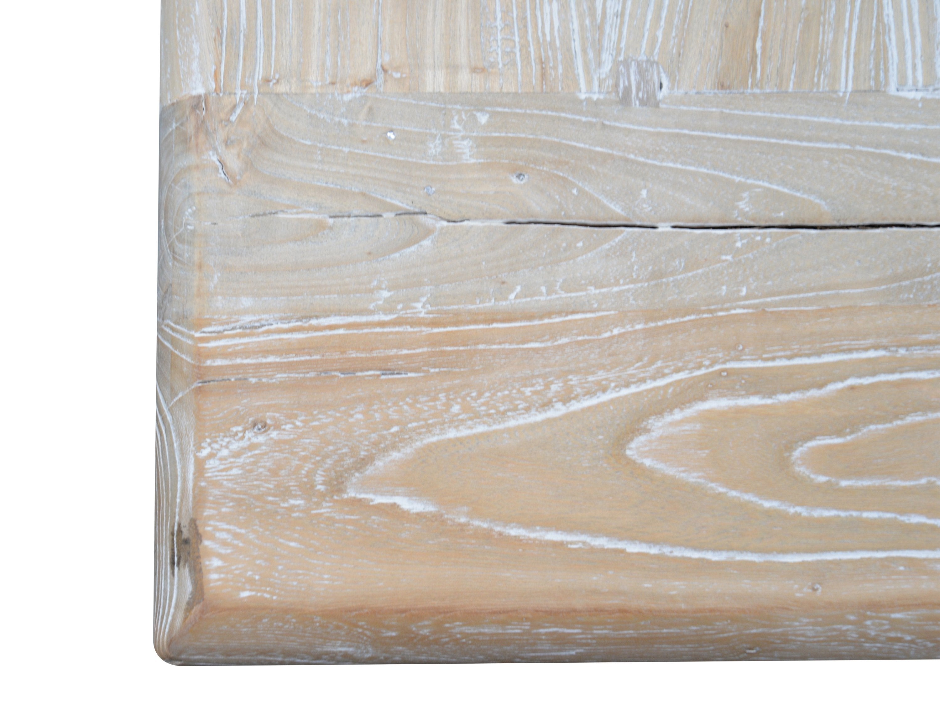 Mark Reclaimed 1.98m Ash Wood Dining Table - Rustic White Washed - Dining Tables