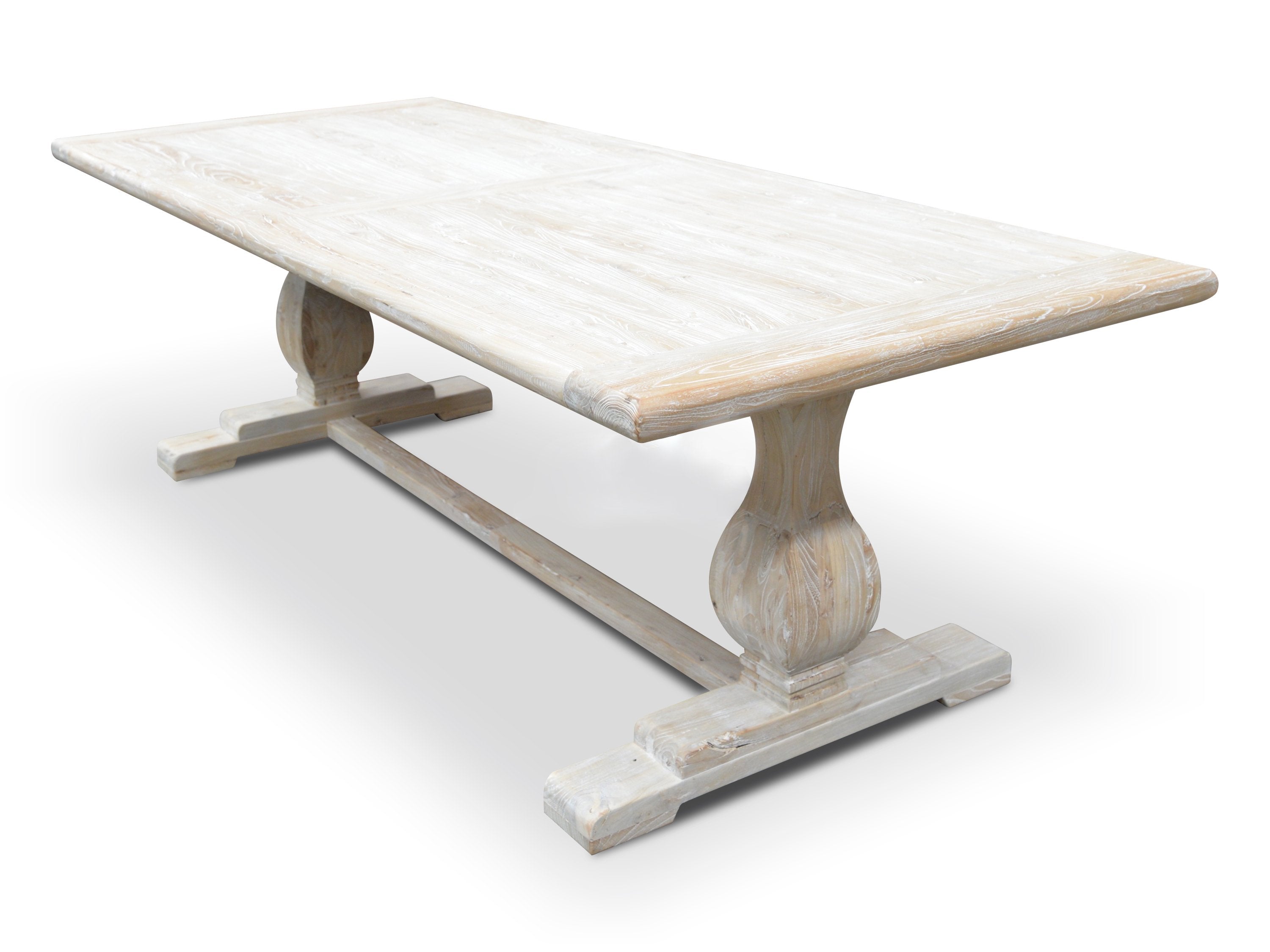 Mark Reclaimed 1.98m Ash Wood Dining Table - Rustic White Washed - Dining Tables