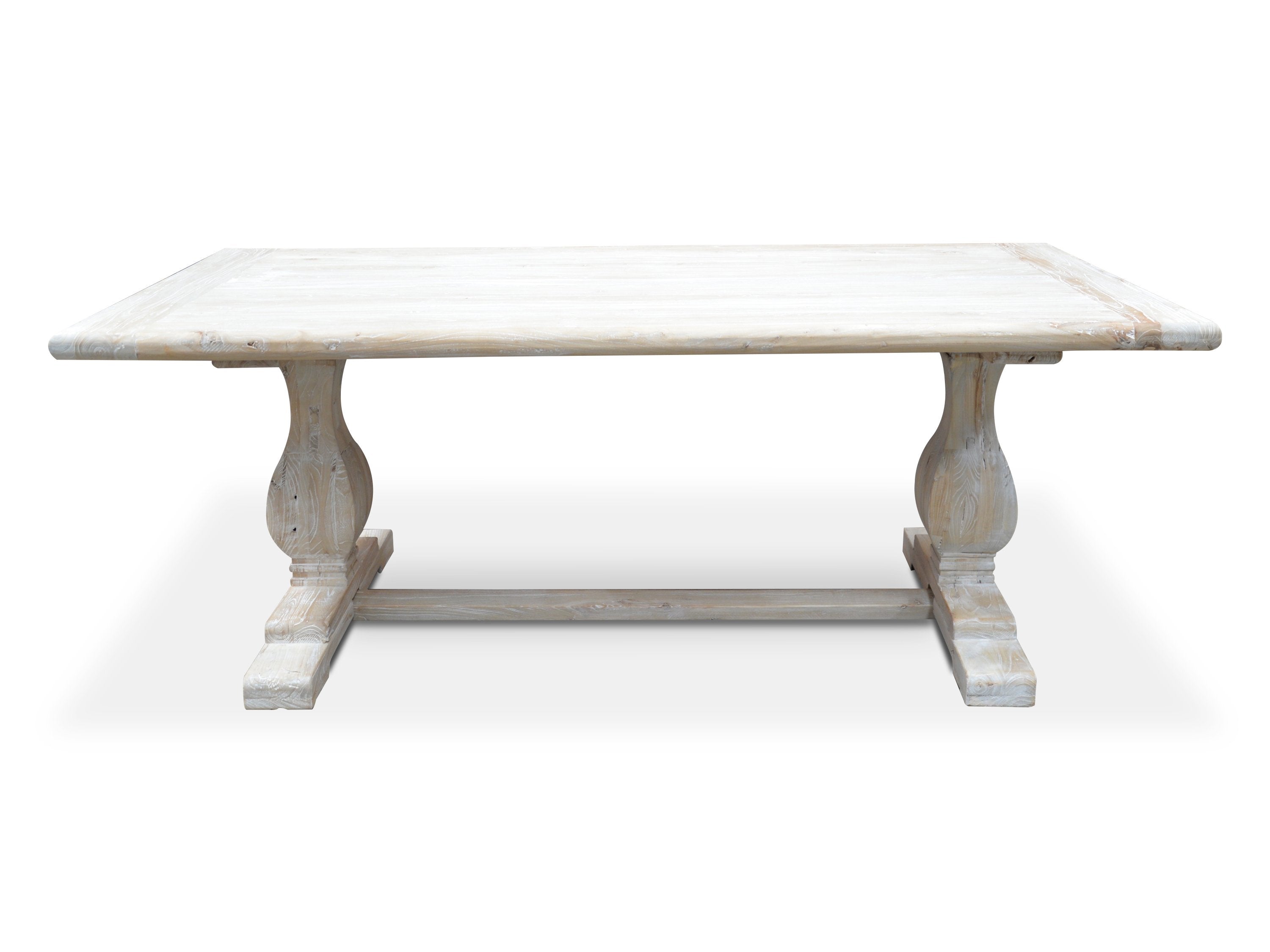 Mark Reclaimed 1.98m Ash Wood Dining Table - Rustic White Washed - Dining Tables