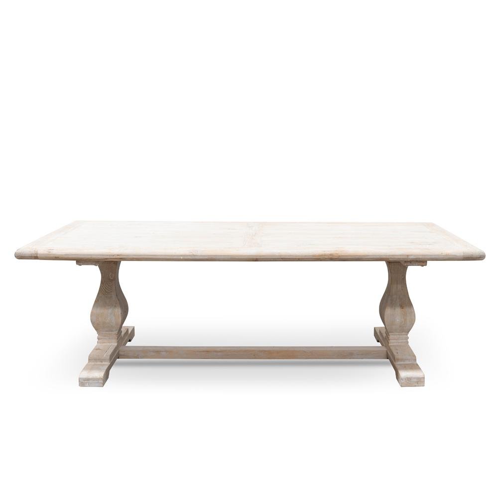 Mark Reclaimed 2.4m Ash Wood Dining Table - Rustic White Washed - Dining Tables