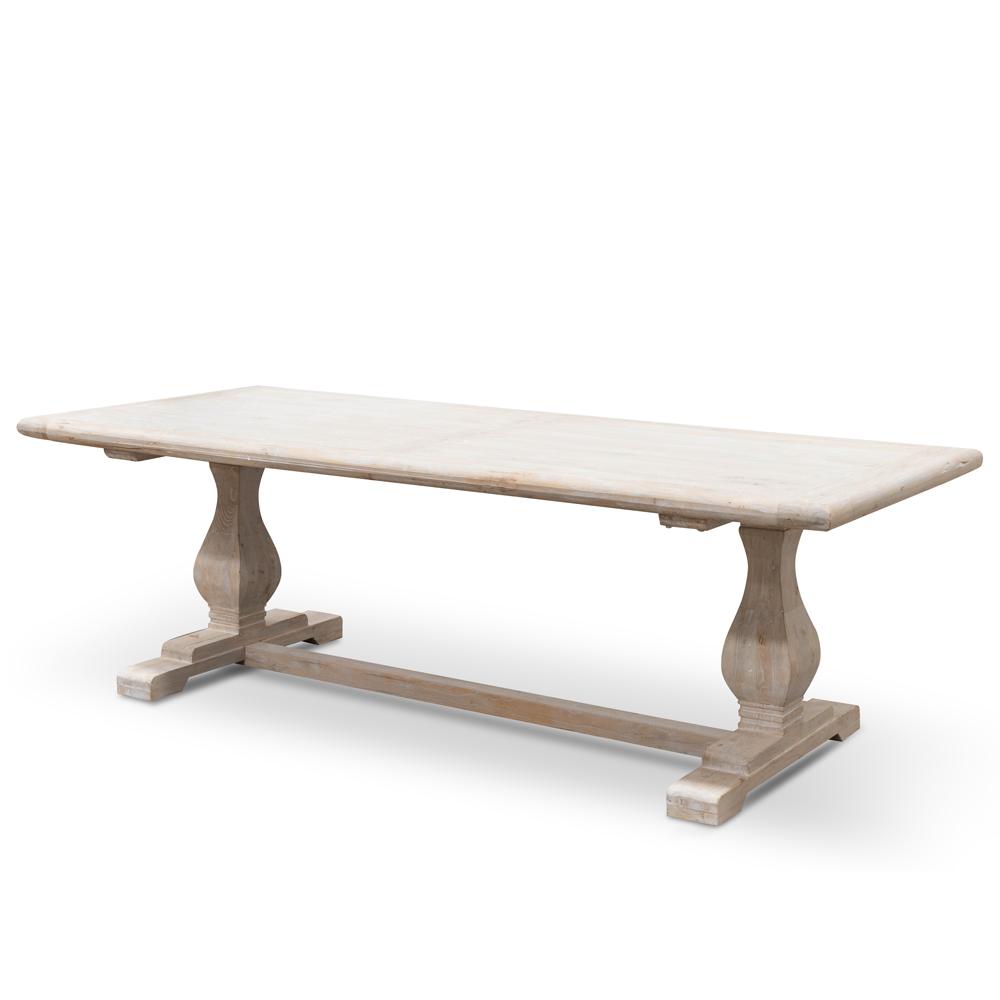 Mark Reclaimed 2.4m Ash Wood Dining Table - Rustic White Washed - Dining Tables
