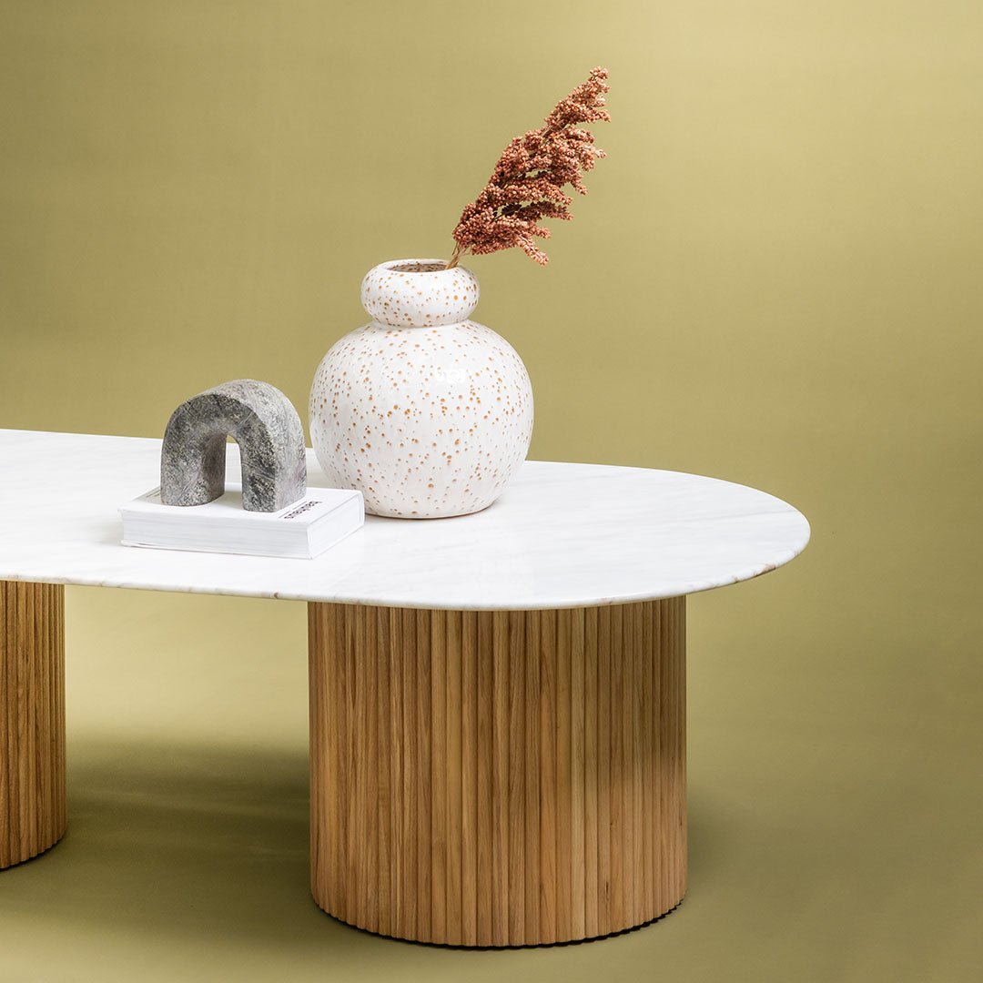 Mason Marble Top Oval Coffee Table - Coffee Table