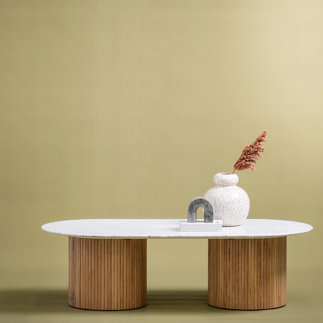 Mason Marble Top Oval Coffee Table - Coffee Table
