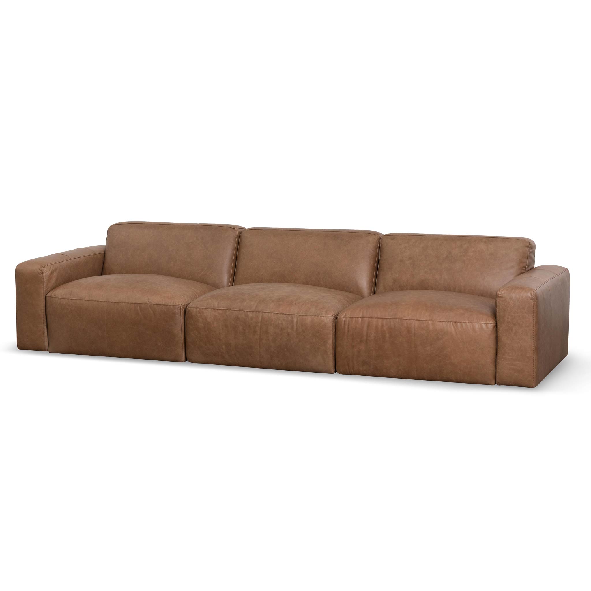 Matilda 3S Sofa - Saddle Brown Leather - Sofas