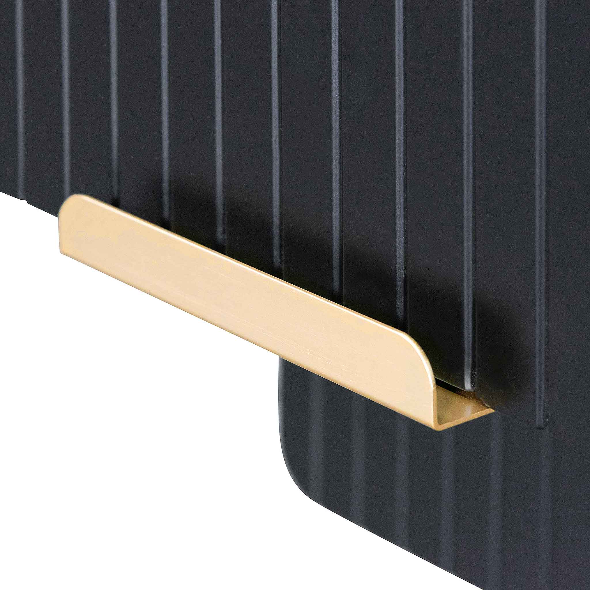 Maxwell Matte Black Bedside Table - Brass Legs and Handle - Bedside Tables