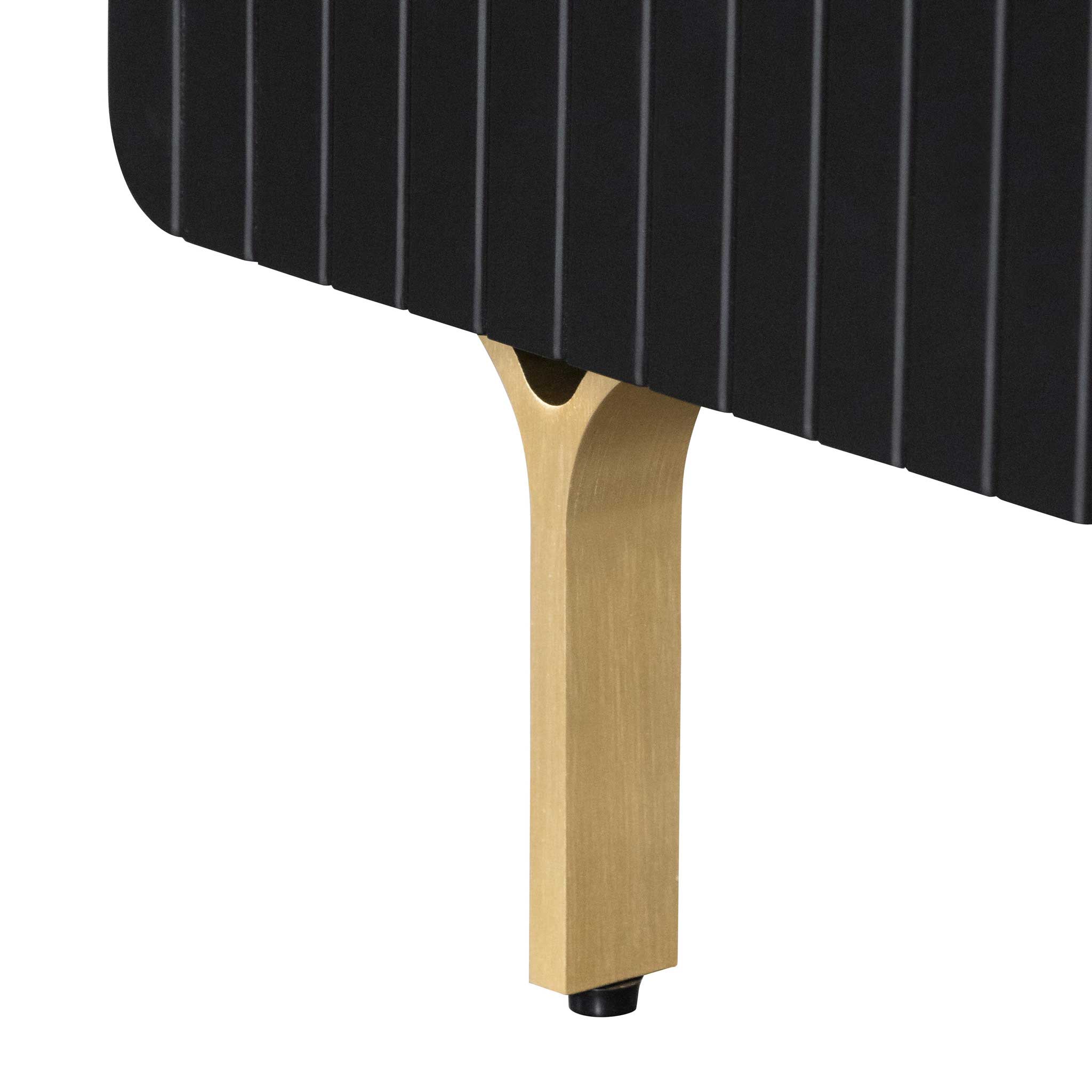 Maxwell Matte Black Bedside Table - Brass Legs and Handle - Bedside Tables