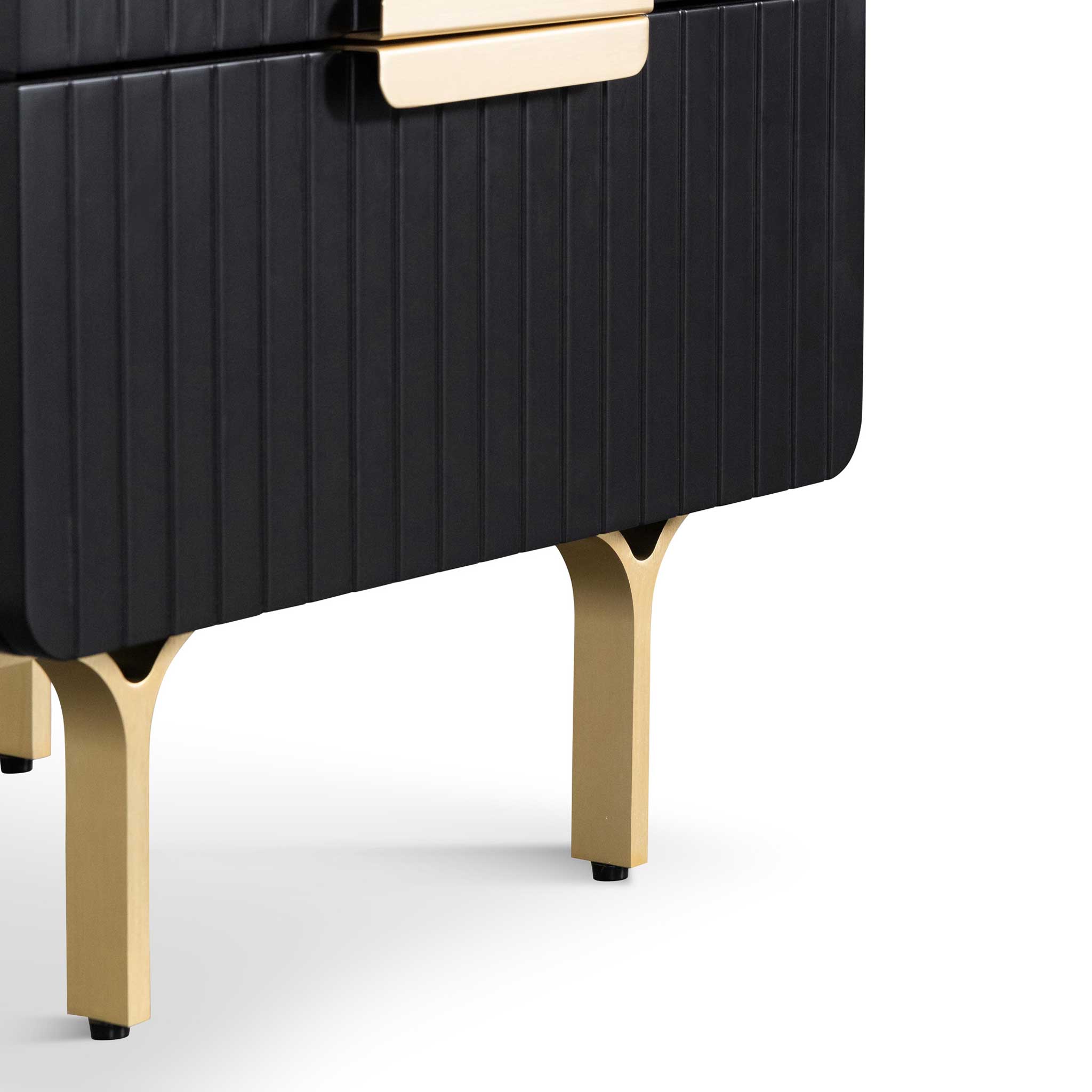 Maxwell Matte Black Bedside Table - Brass Legs and Handle - Bedside Tables