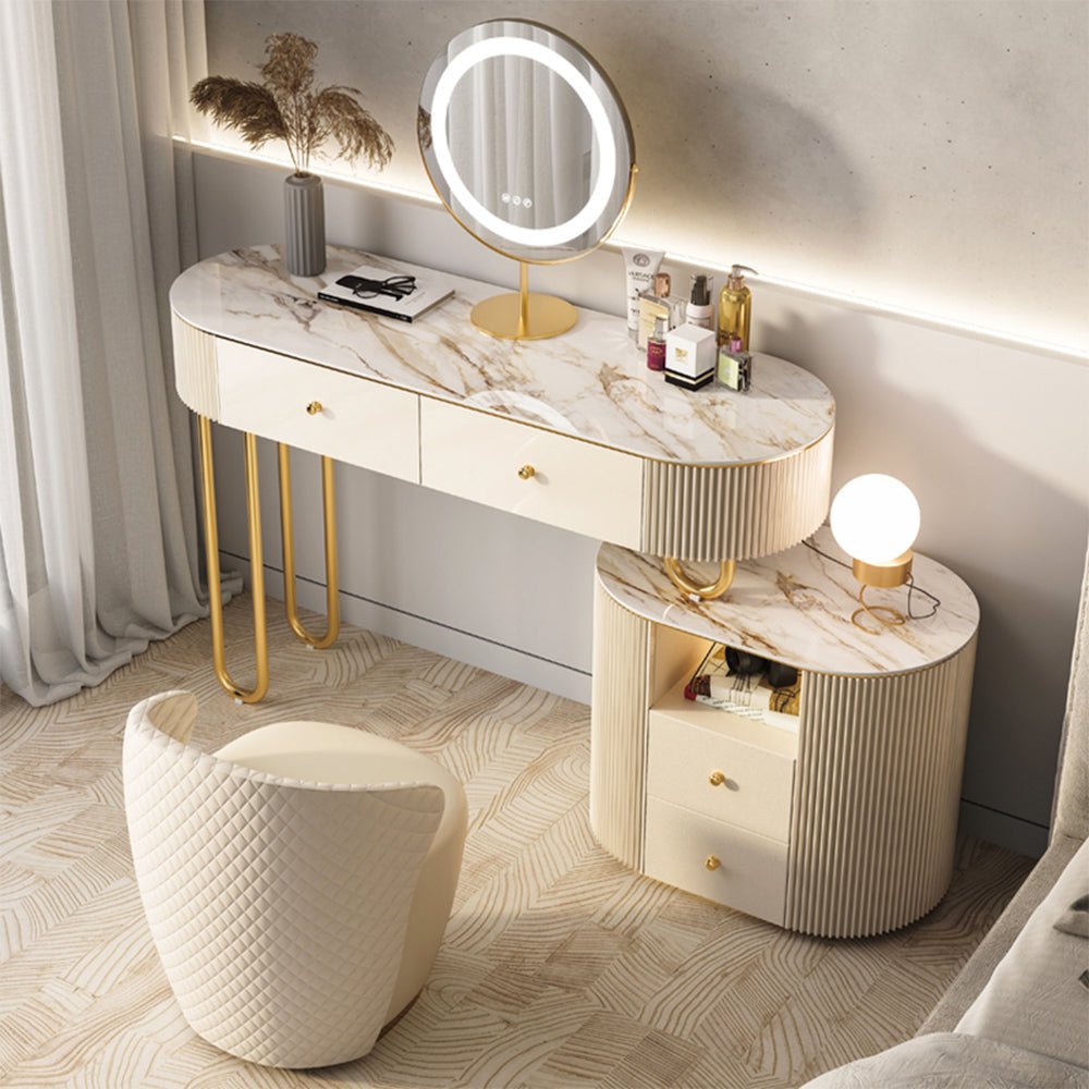 Melbourne Gold Stone Vanity Set - Make-Up Vanity