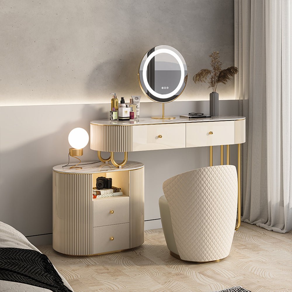 Melbourne Gold Stone Vanity Set - Make-Up Vanity