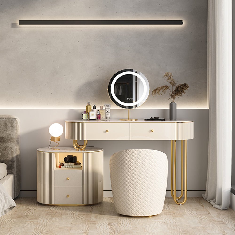 Melbourne Gold Stone Vanity Set - Make-Up Vanity