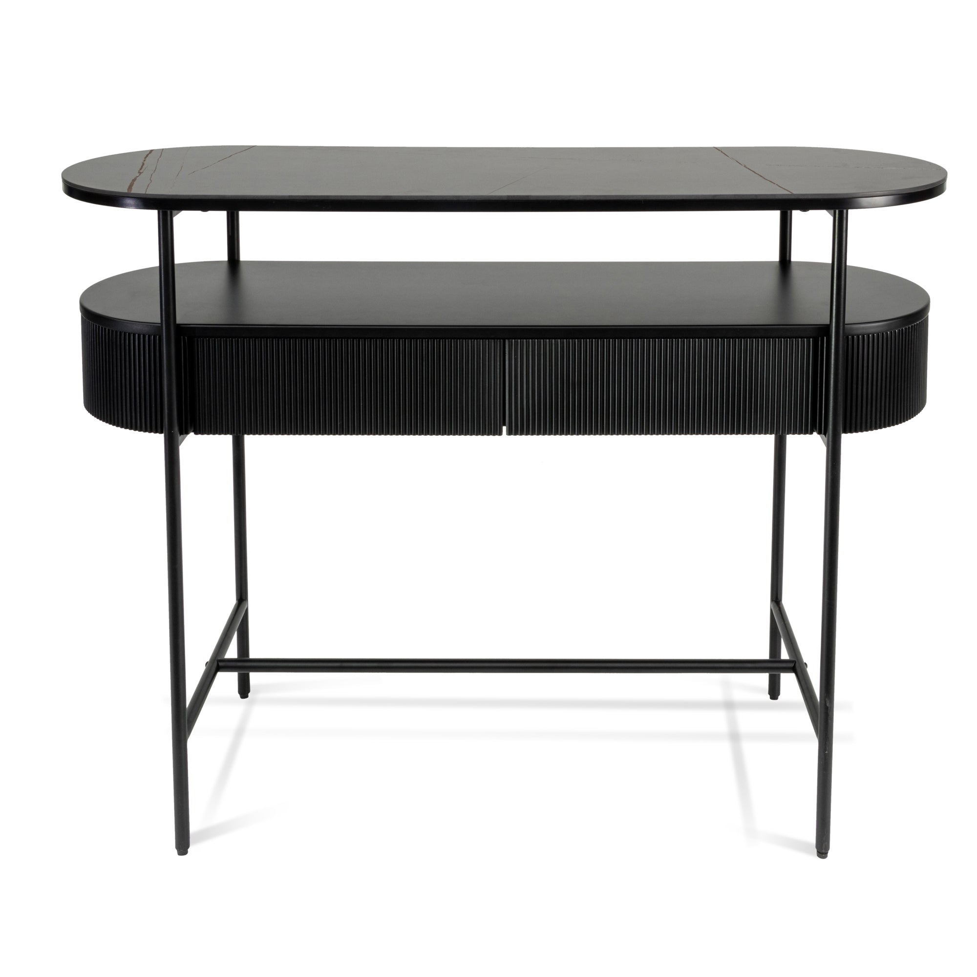 Melina Stone Top Console Table - Black - Console