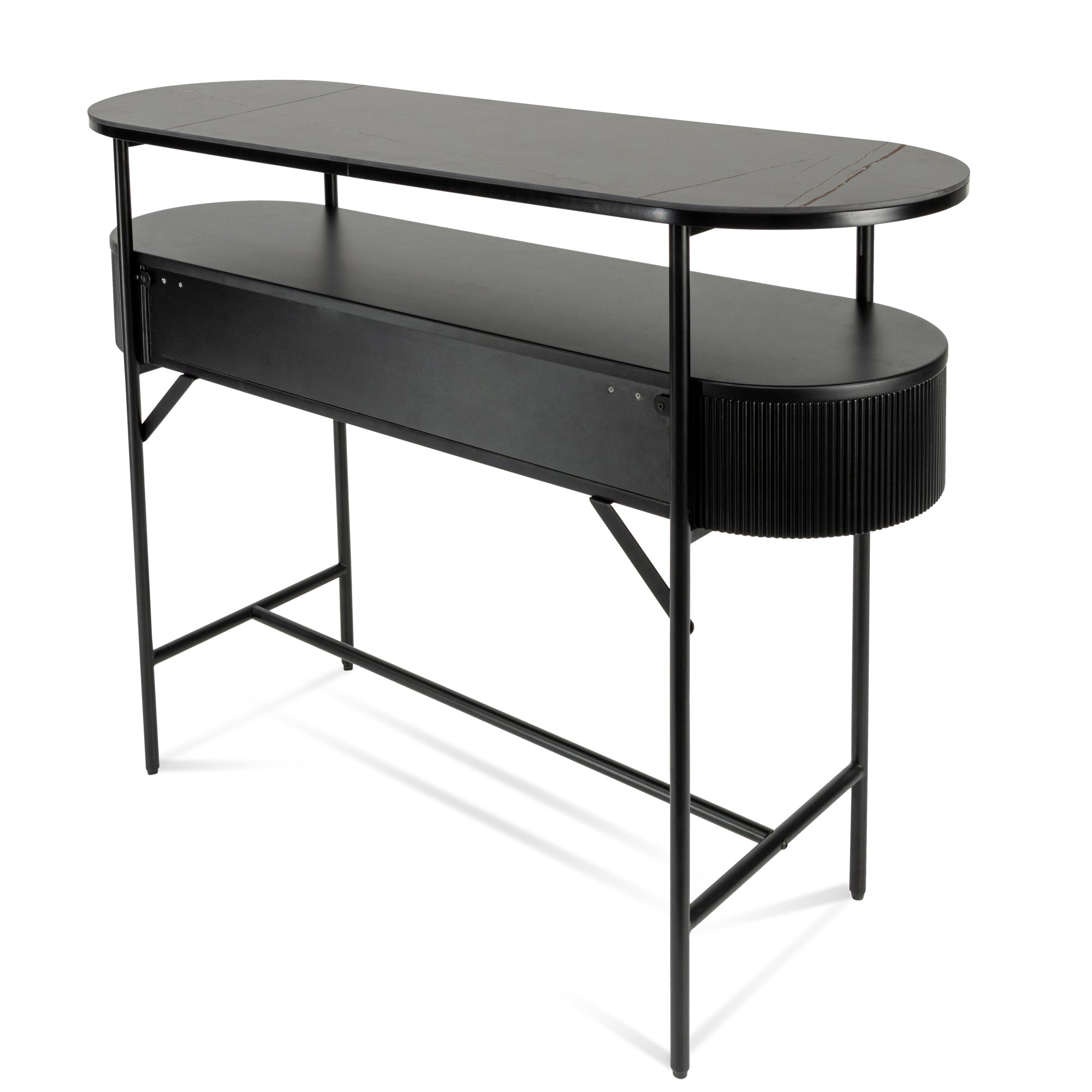 Melina Stone Top Console Table - Black - Console