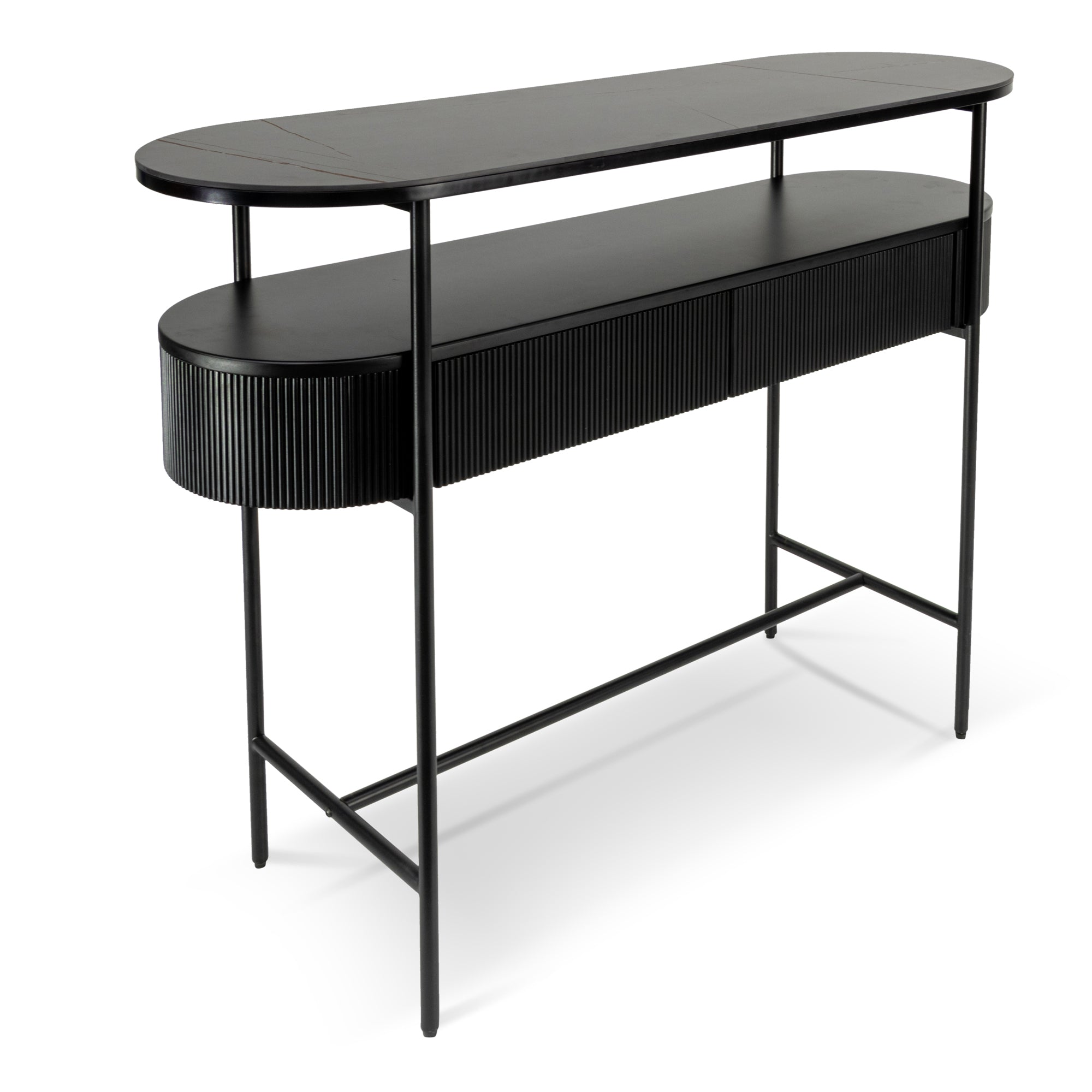 Melina Stone Top Console Table - Black - Console