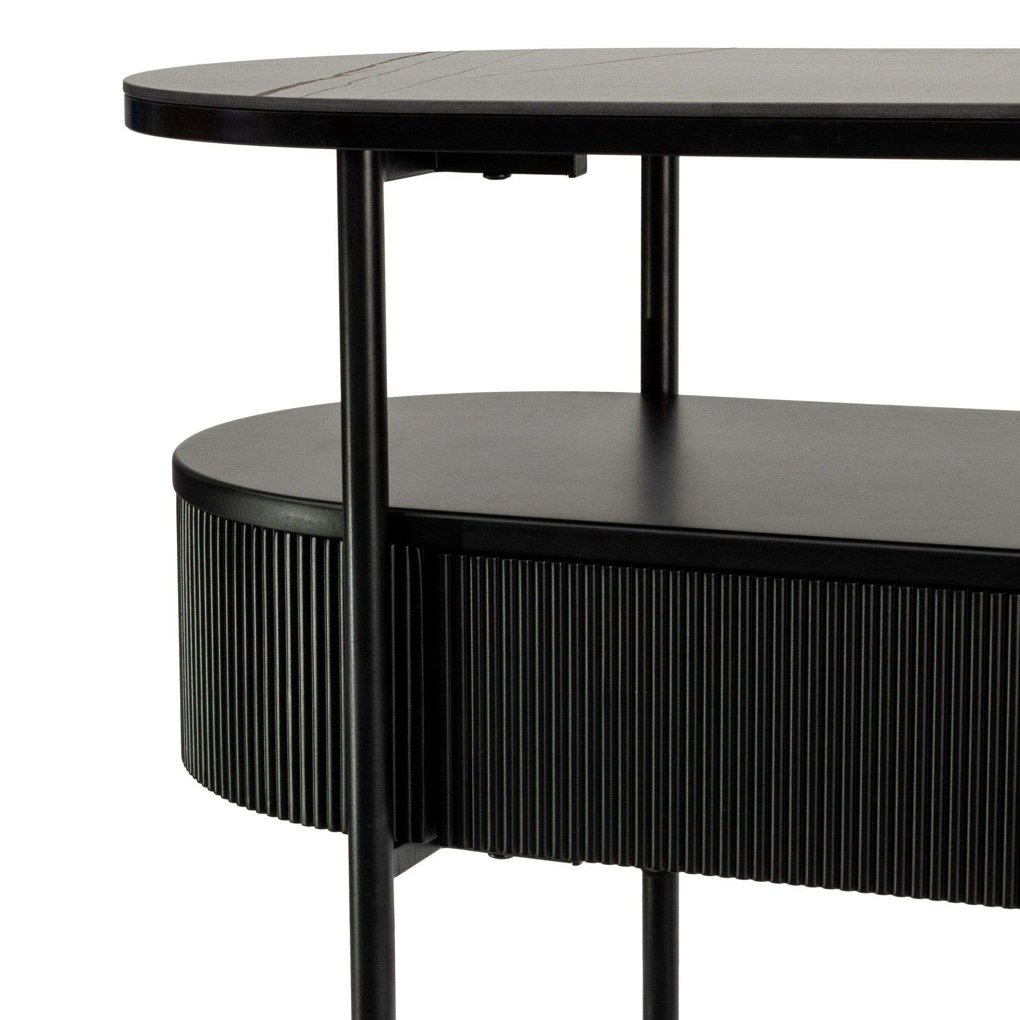 Melina Stone Top Console Table - Black - Console
