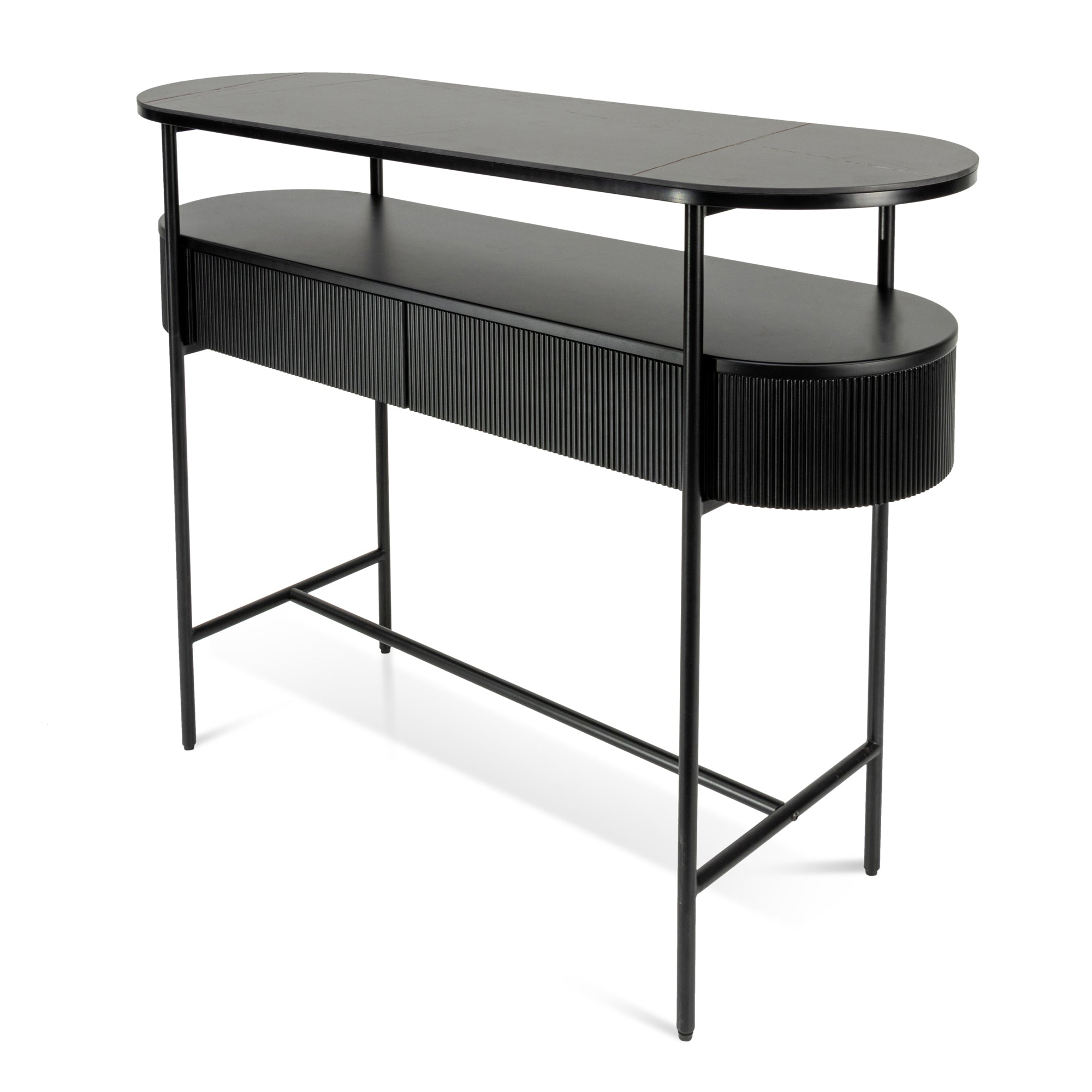 Melina Stone Top Console Table - Black - Console