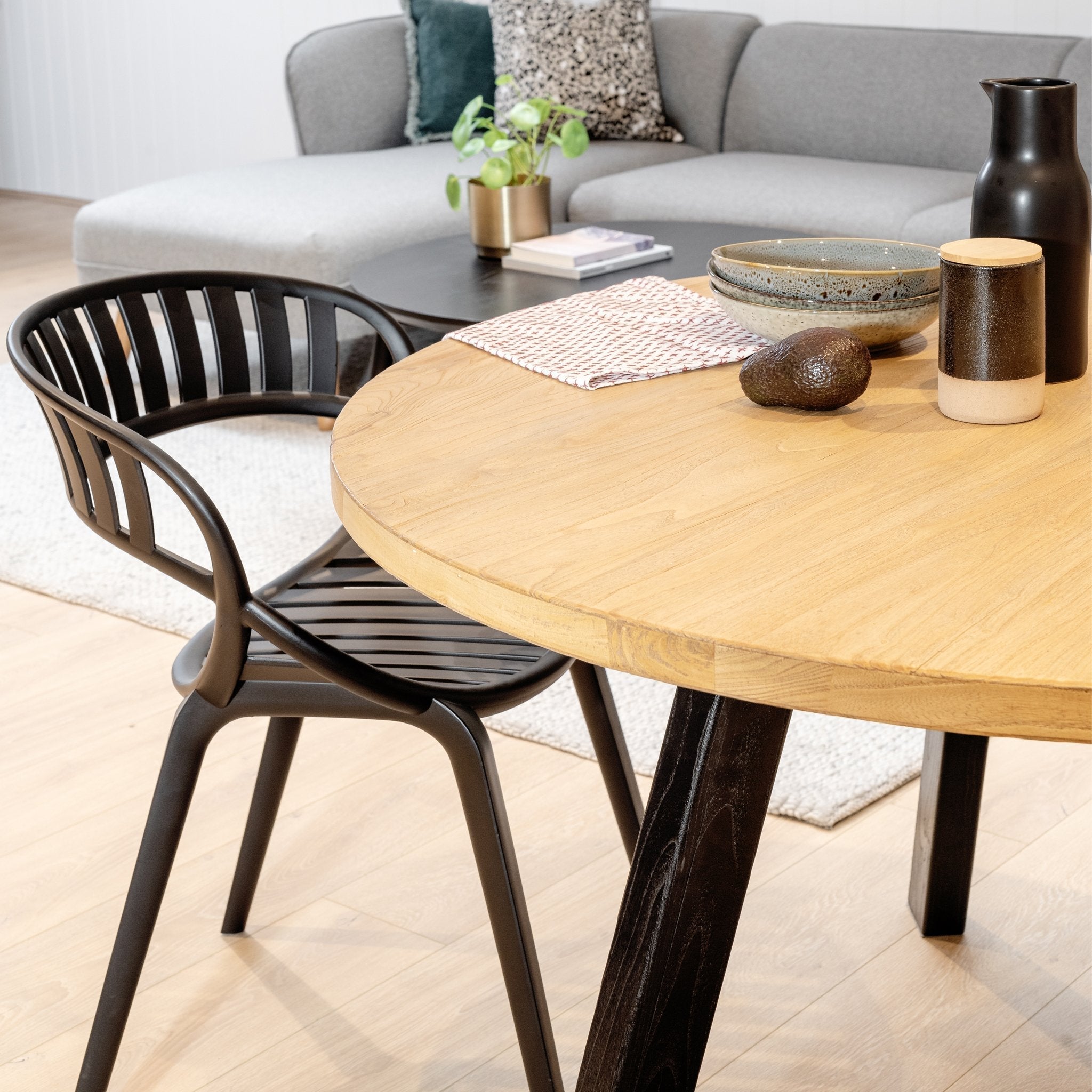 Mina Reclaimed 1.25m Round Dining Table - Black Legs - Dining Tables