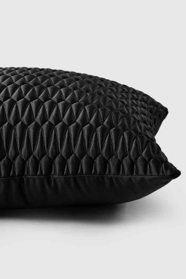 Monaco Quilted Black Pillow Cover - Pillow Covers