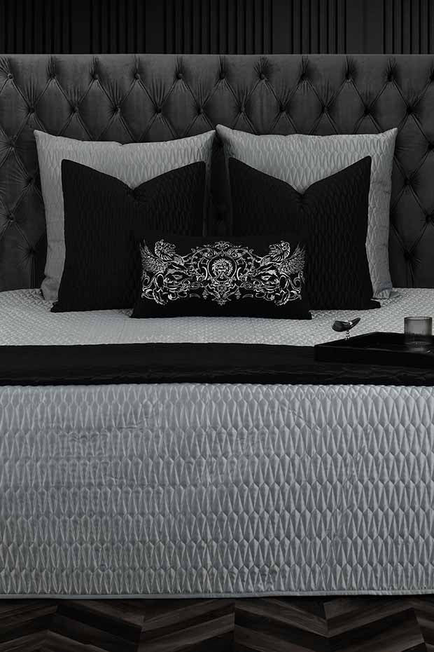 Monaco Quilted Black Pillow Cover - Pillow Covers