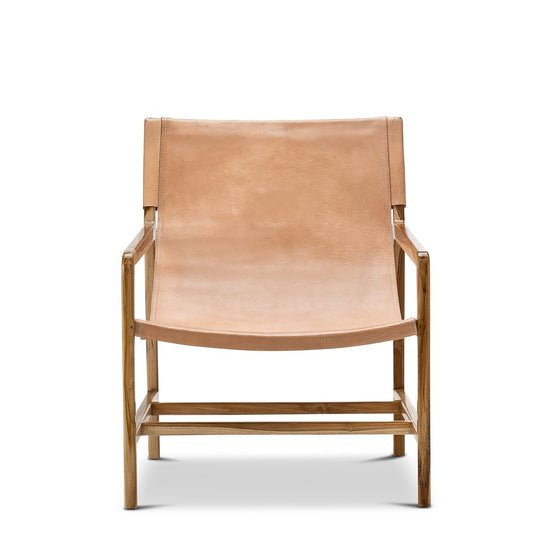 Nathaniel Leather Sling Teak Armchair - Armchairs