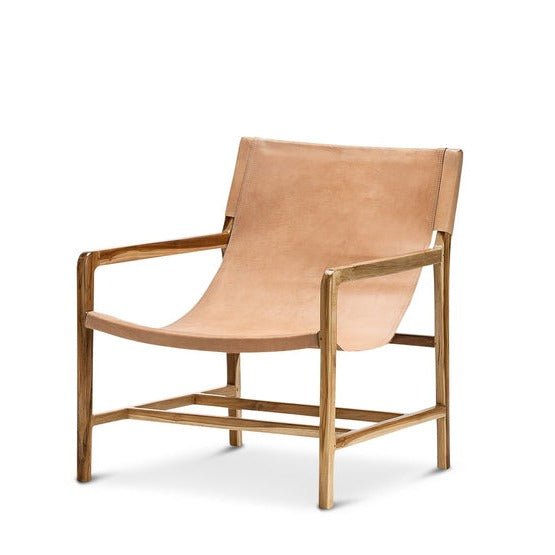 Nathaniel Leather Sling Teak Armchair - Armchairs