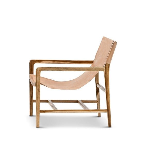 Nathaniel Leather Sling Teak Armchair - Armchairs