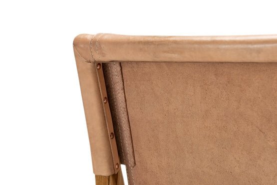 Nathaniel Leather Sling Teak Armchair - Armchairs